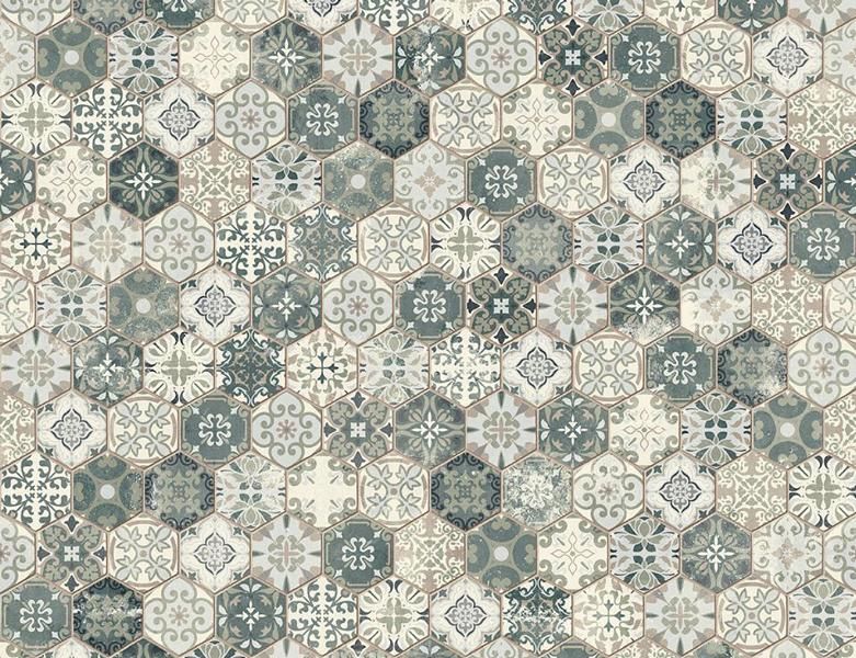 PVC Calypso Tile Blau, Beige