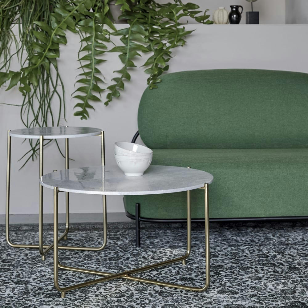 TIMPA - Table basse en marbre D70cm blanc