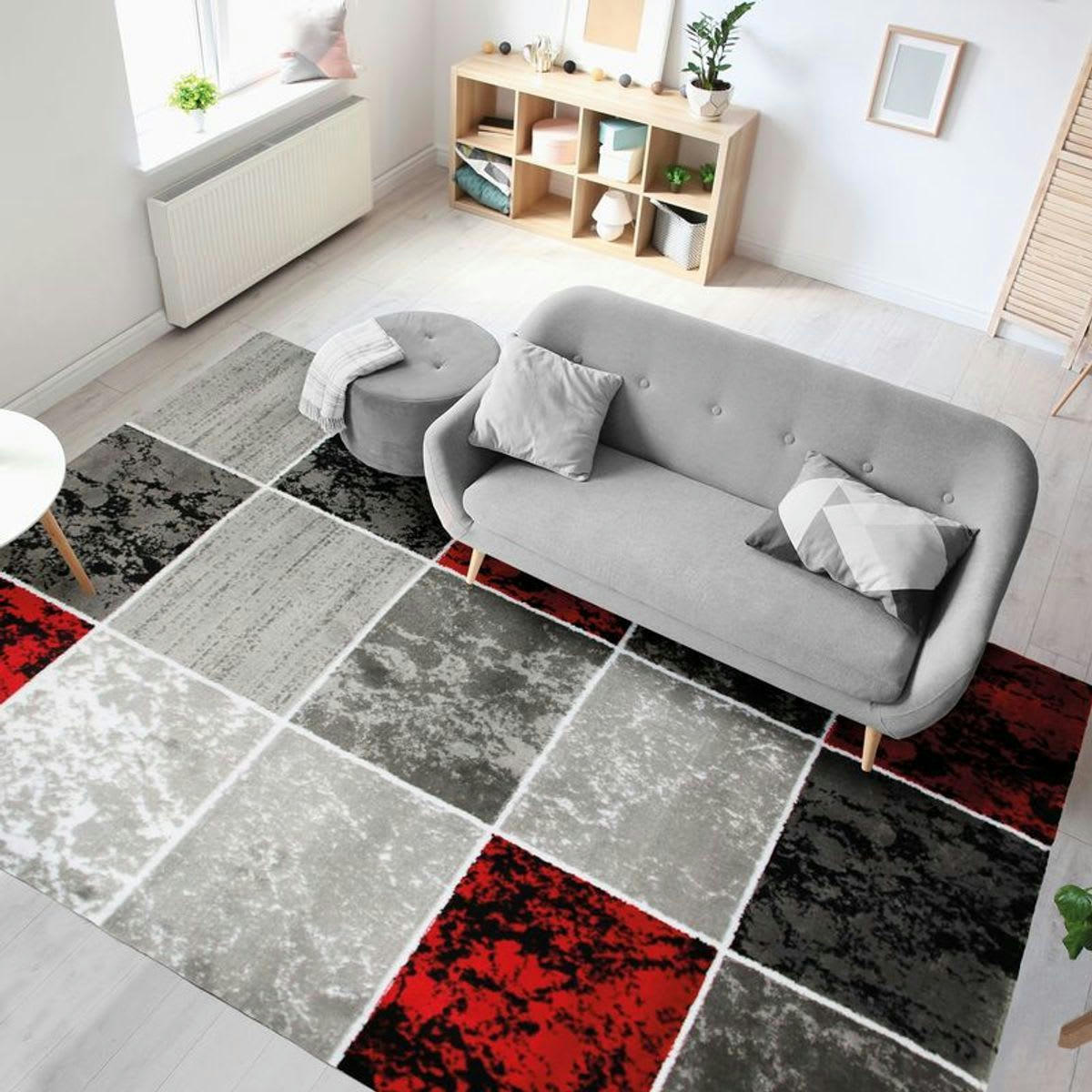 METRO - Tapis à motifs cubes rouge 200x290
