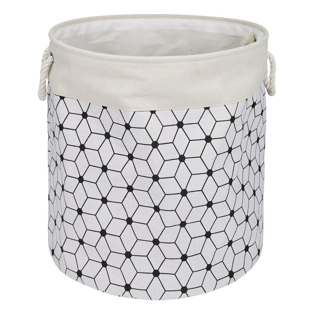 Panier à linge 72L motifs noir beige