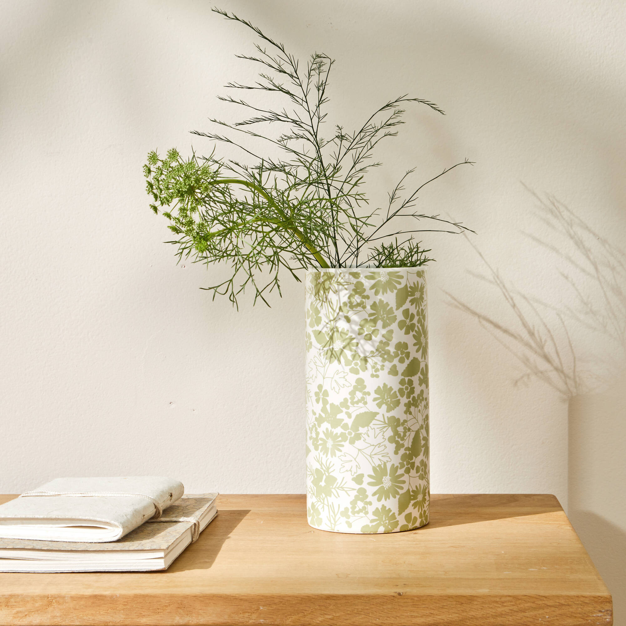 Vase céramique imprimé floral - hauteur 19,5 cm