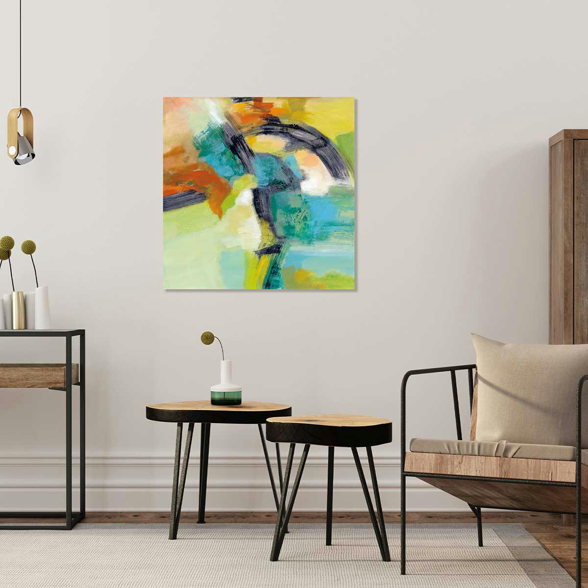 - Tableau Arc en ciel sur l'asphalte imprimé sur toile 50x50cm