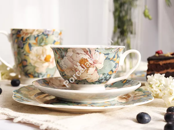 Filiżanka ze spodkiem 250 ml Duo - Peony blue 15.PEO-B.FS25