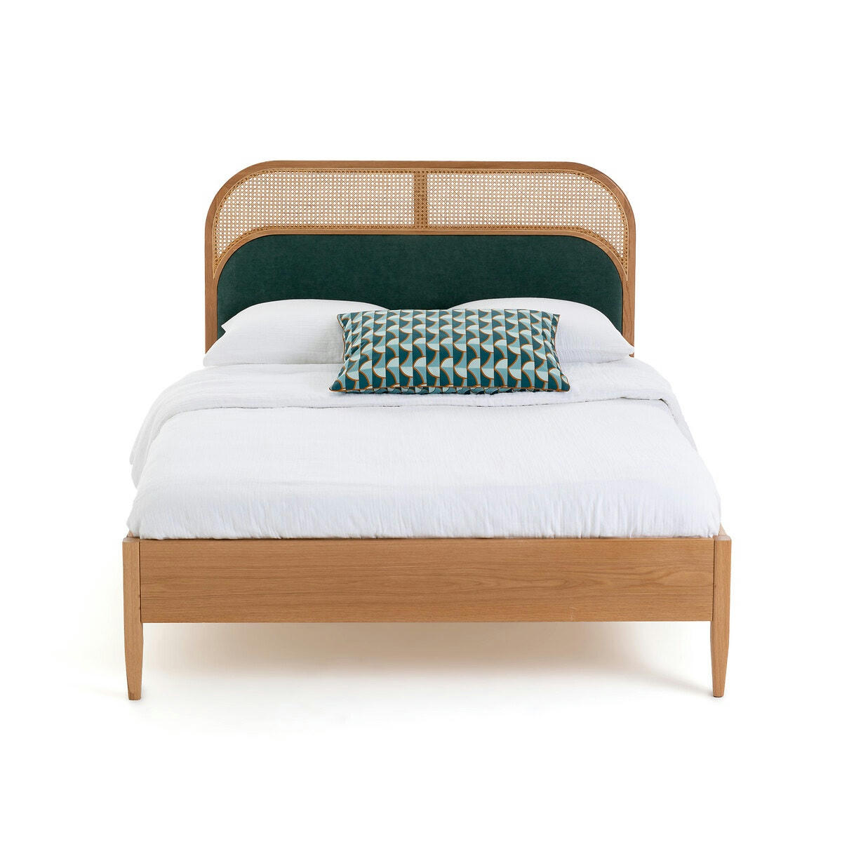 Lit cannage et velours avec sommier Buisseau