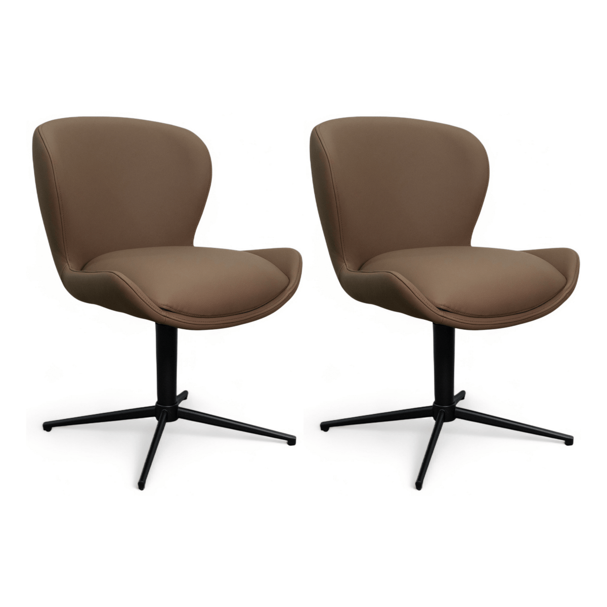 Furnhouse eetkamerstoel Nicklas - Taupe - Leer - Set van 2