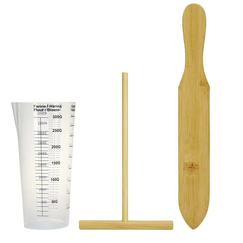Kit à crêpe ustensiles 3 pièces (verre doseur/spatule/T)