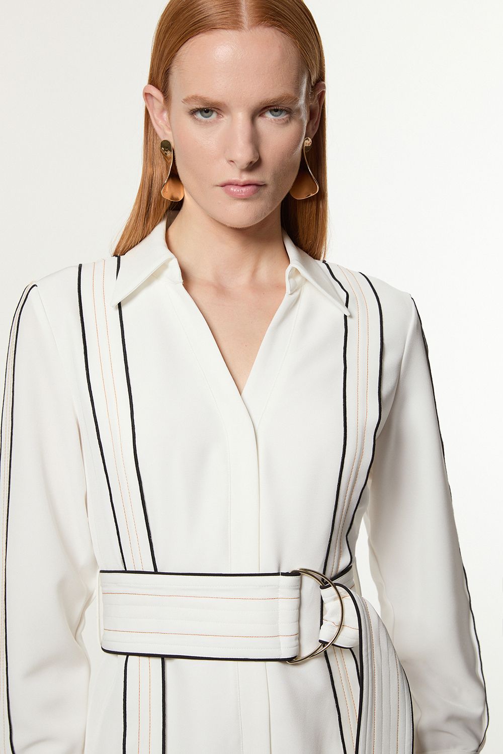KarenMillen Tall Soft Tailored Contrast Tipped Belted Wrap Mini Dress