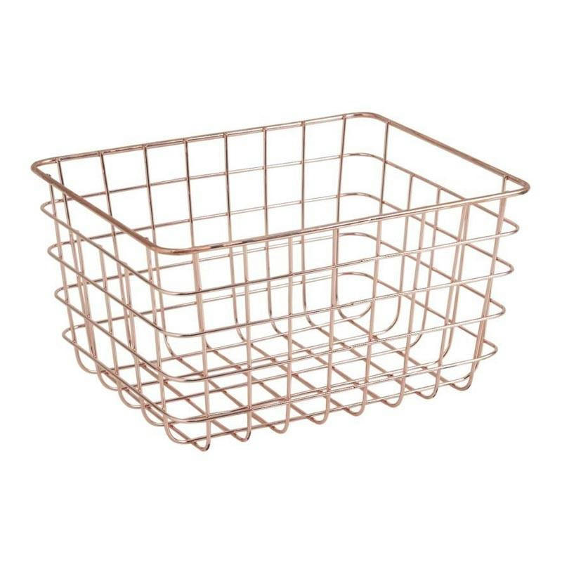 - Corbeille de rangement en métal cuivré 24 x 19 x 13 cm