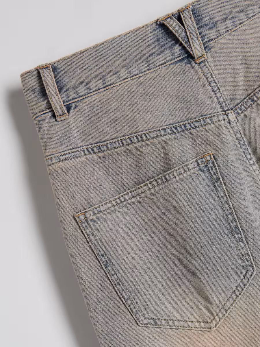 Wide Leg Jeans With Acid Wash Effect