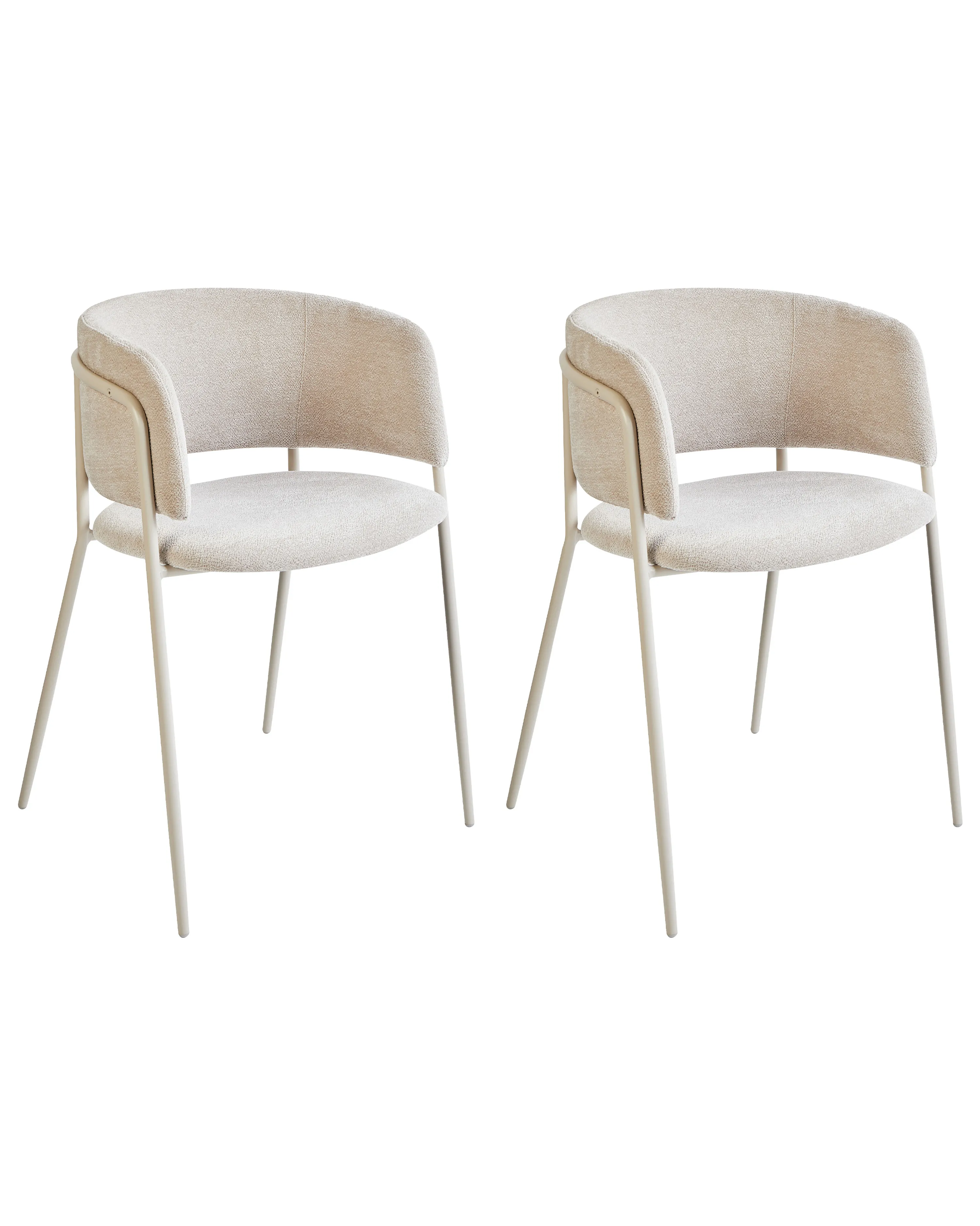 Set of 2 Dining Chairs SPRINGER Chenille Light Beige