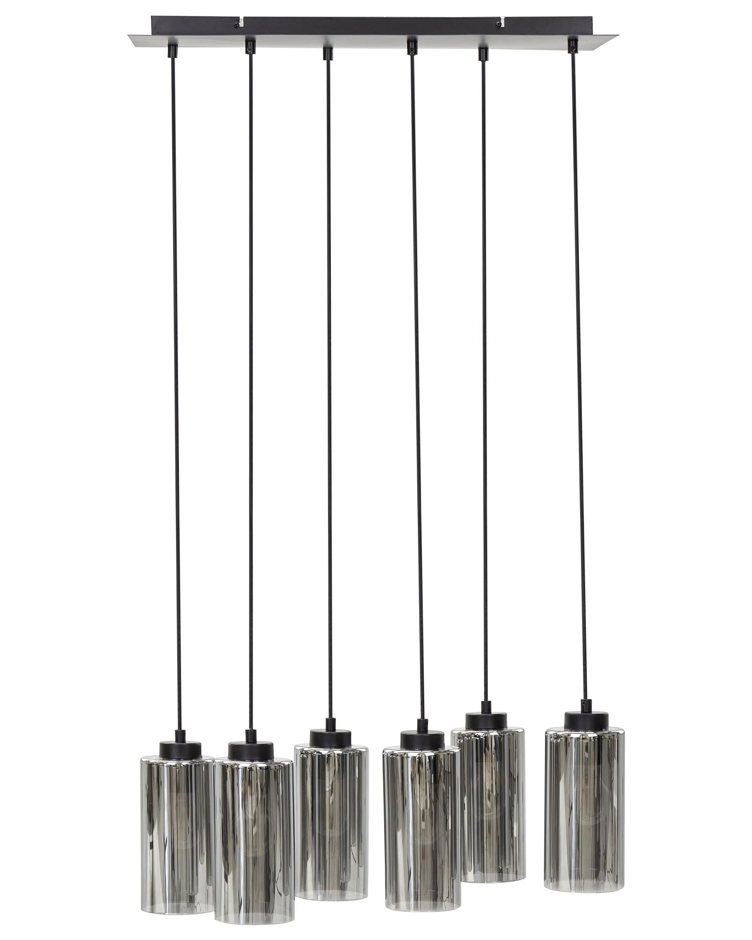 Lampa wisząca 6-punktowa szklana czarna z szarym