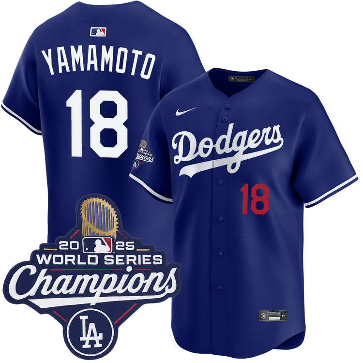 Yoshinobu Yamamoto Los Angeles Dodgers Nike 2025 World Series Champions Home Replica Jersey - Royal