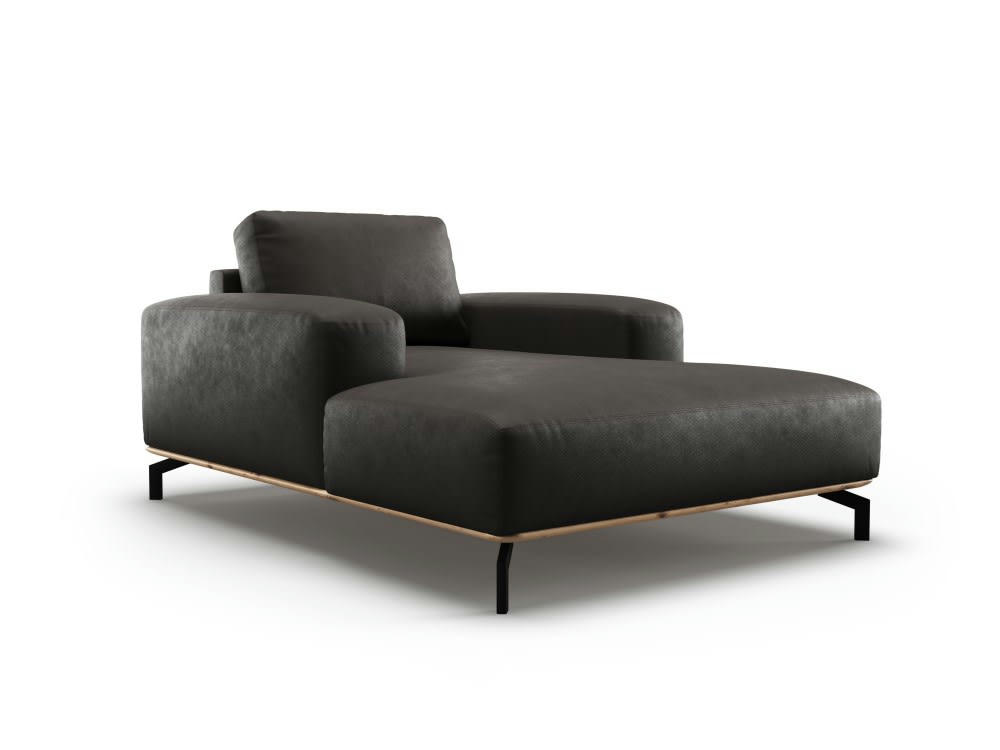 MARC - Méridienne 1 place en cuir noir