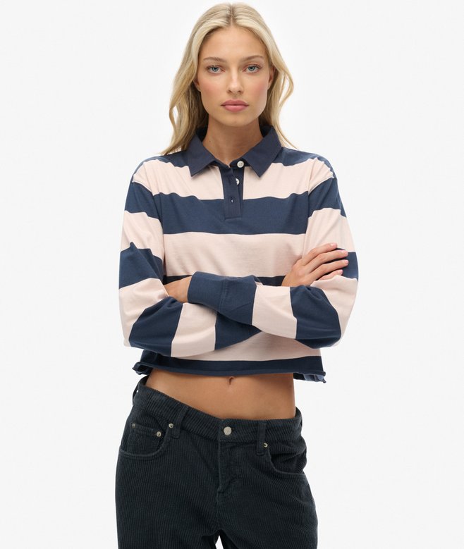 Athletic Essentials Cropped Stripe Rugby Top