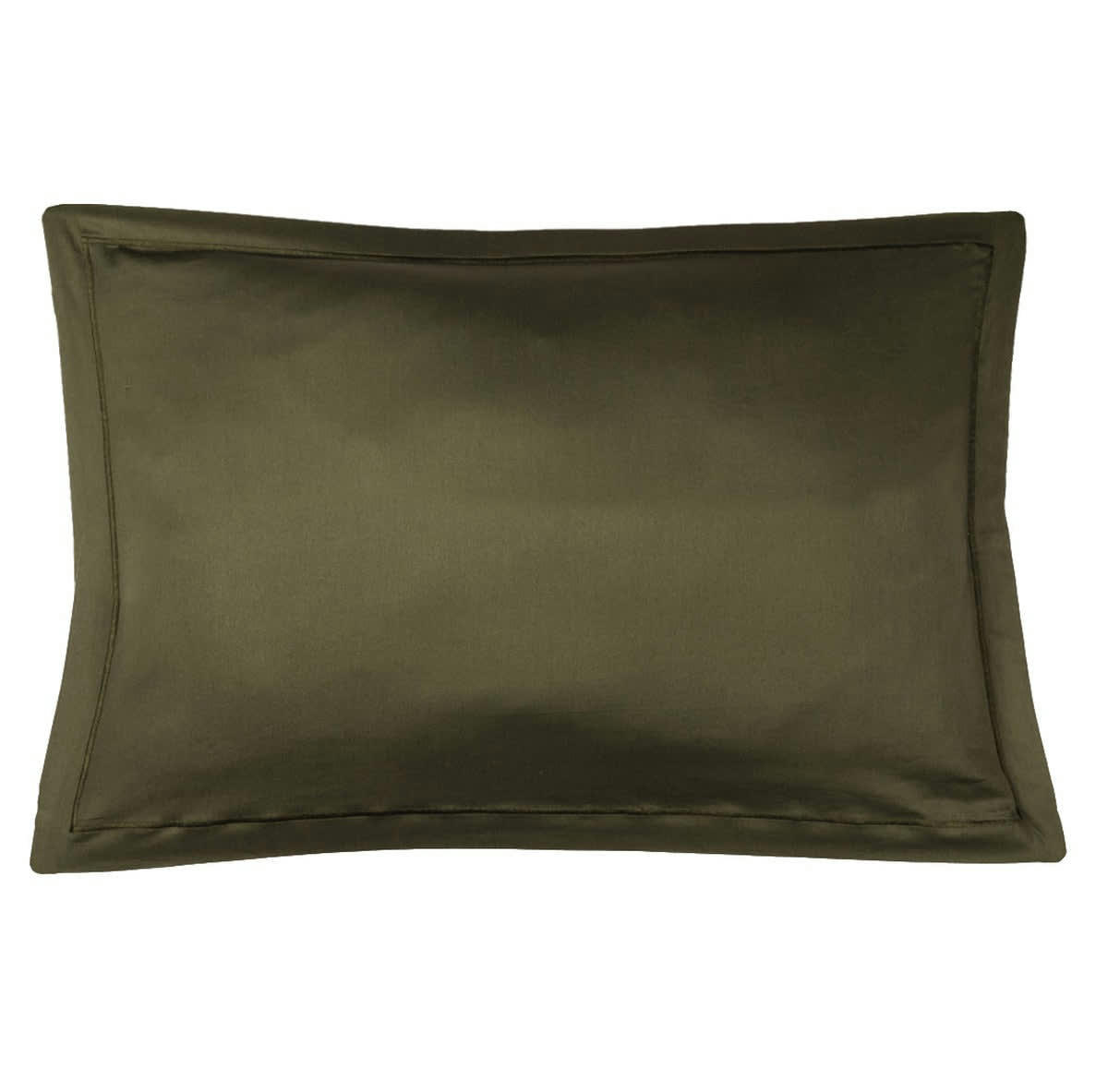 JULIA - Taie d'oreiller (x1) satin de coton  50x70 vert kaki