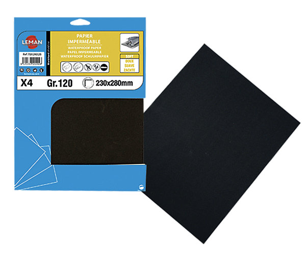 4 FEUILLES TOILE EMERI 230X280 GR 60 - TE.01 - LEMAN