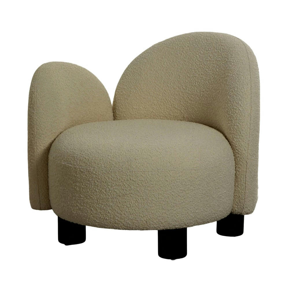 HONOLULU - Fauteuil accoudoir gauche en tissu bouclette ecru