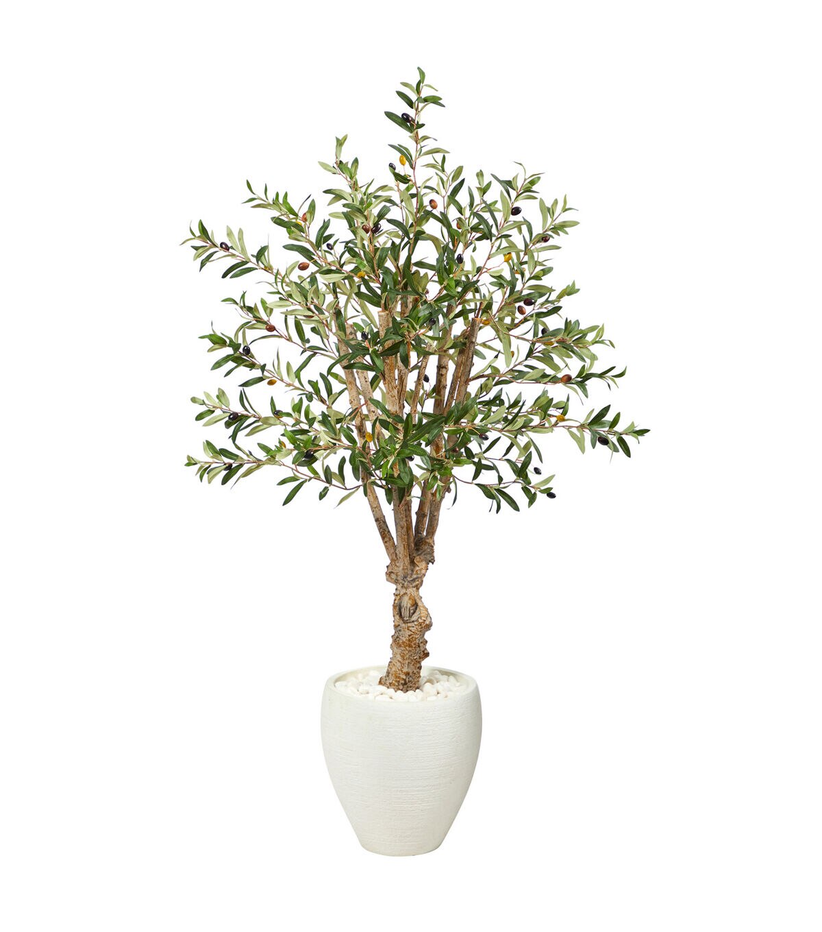 Nearly Natural 53 Olive Artificial Tree in White Planter