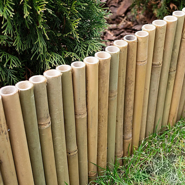 Bordure à planter, clôture de jardin flexible en bambou - 100 x 20 cm - Bois clair - Linxor