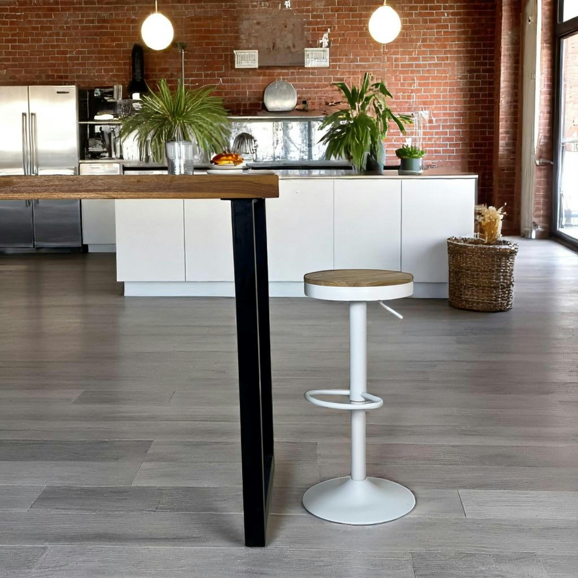 Tabouret de bar réglable métal blanc (lot de 2) LEEDS