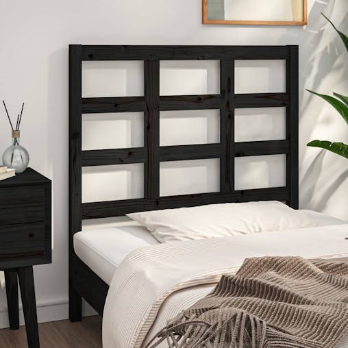 NNEVL Bed Headboard Black 95.5x4x100 cm Solid Wood Pine