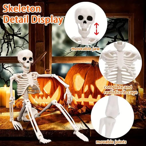 NNETM Set 3pcs 40.64cm Posable Halloween Skeleton Decorations Haunted Houses, Graveyards, and Indoor Outdoor