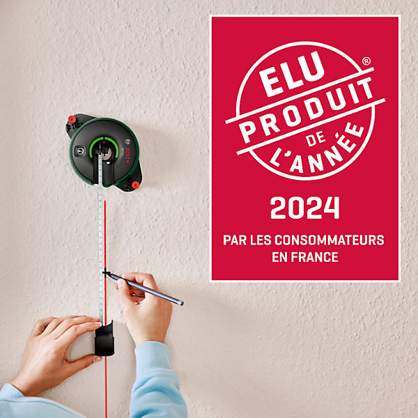 Niveau laser avec mètre ruban (2m) intégré Bosch Atino laser ligne 2,2 m, faisceau rouge, laser classe 2