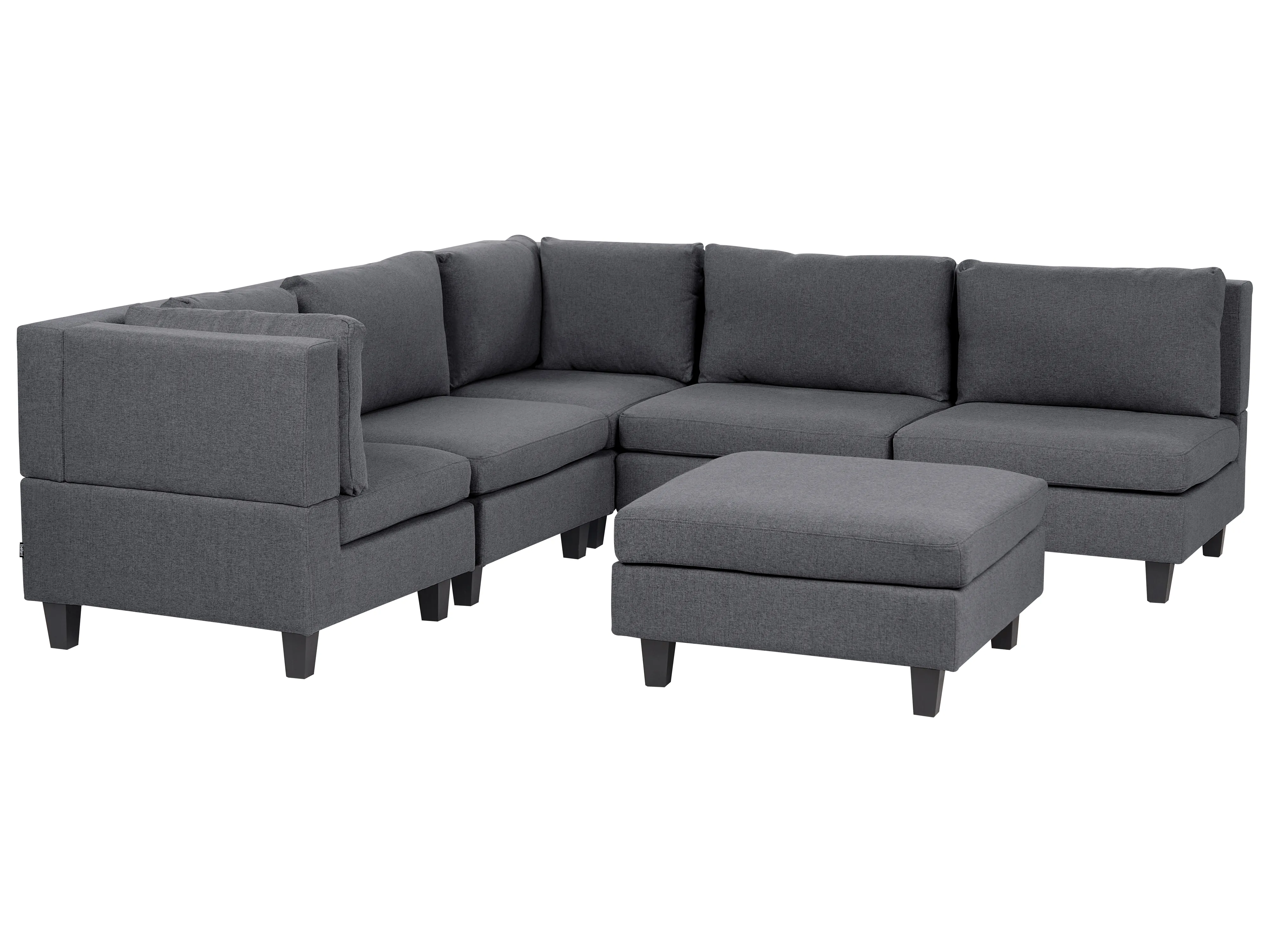 Modular Corner Sofa 5 Seater UNSTAD Fabric Dark Grey with Ottoman Right Hand