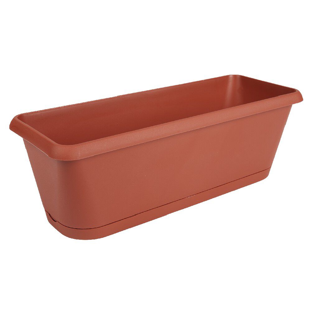 Jardinière plastique rouge terracota 48.8x18.8xH16cm
