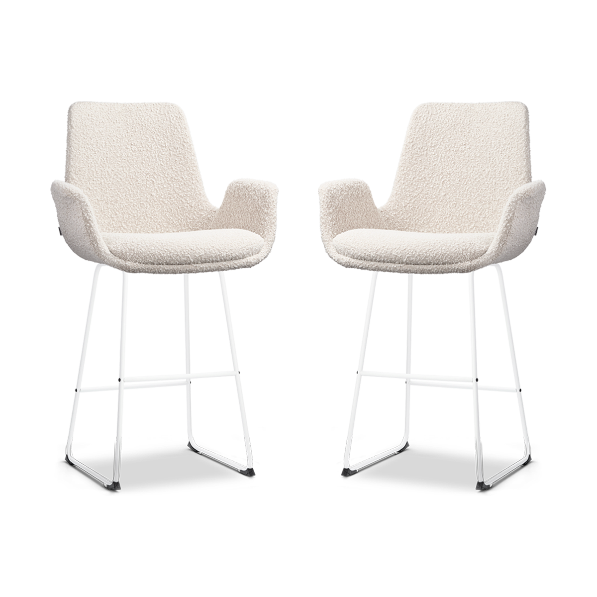 Nolon Nino-Eef Barkrukken Set van 2 - Bouclé Beige - Wit - 65 cm