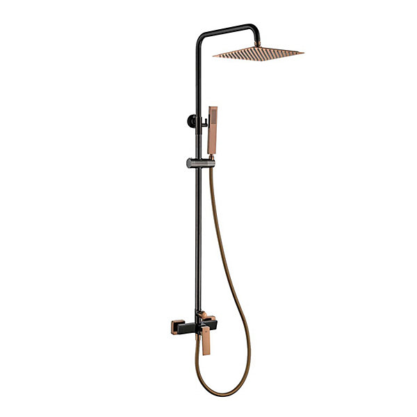 Colonne de douche mécanique avec barre extensible SKY BATH noir cristal et or rose PVD série INFINITE