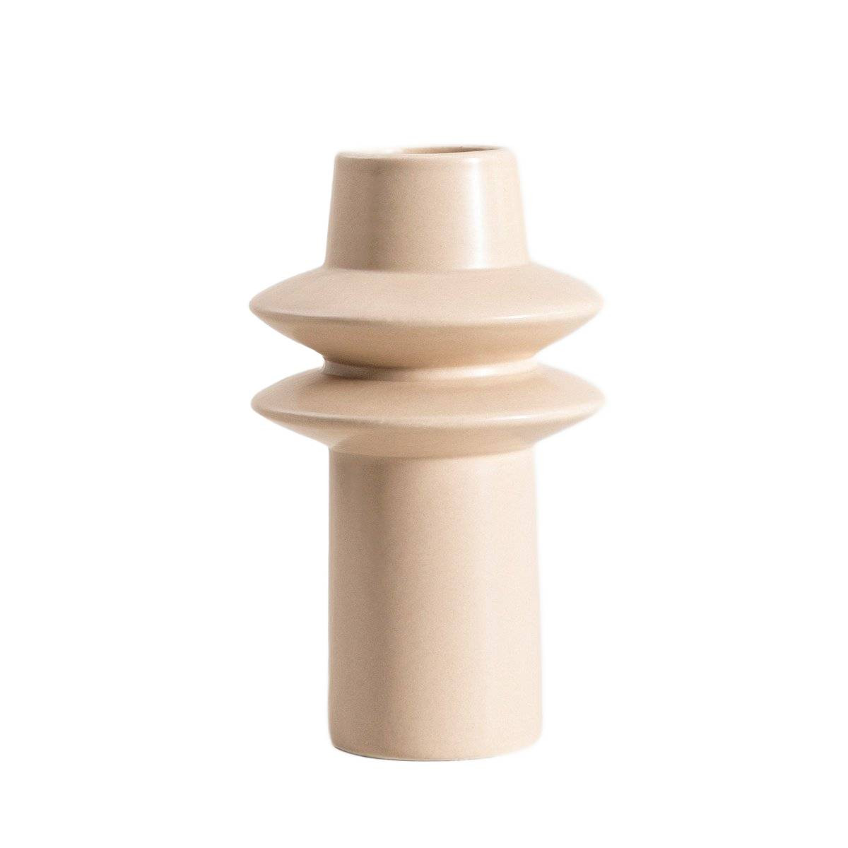 Wazon SONLUNE ceramiczny beżowy 22x12,7 cm HOMLA