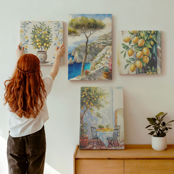 Obraz canvas 4 częściowy Cytrynowe drzewa |40x40, 40x60| Wallfluent