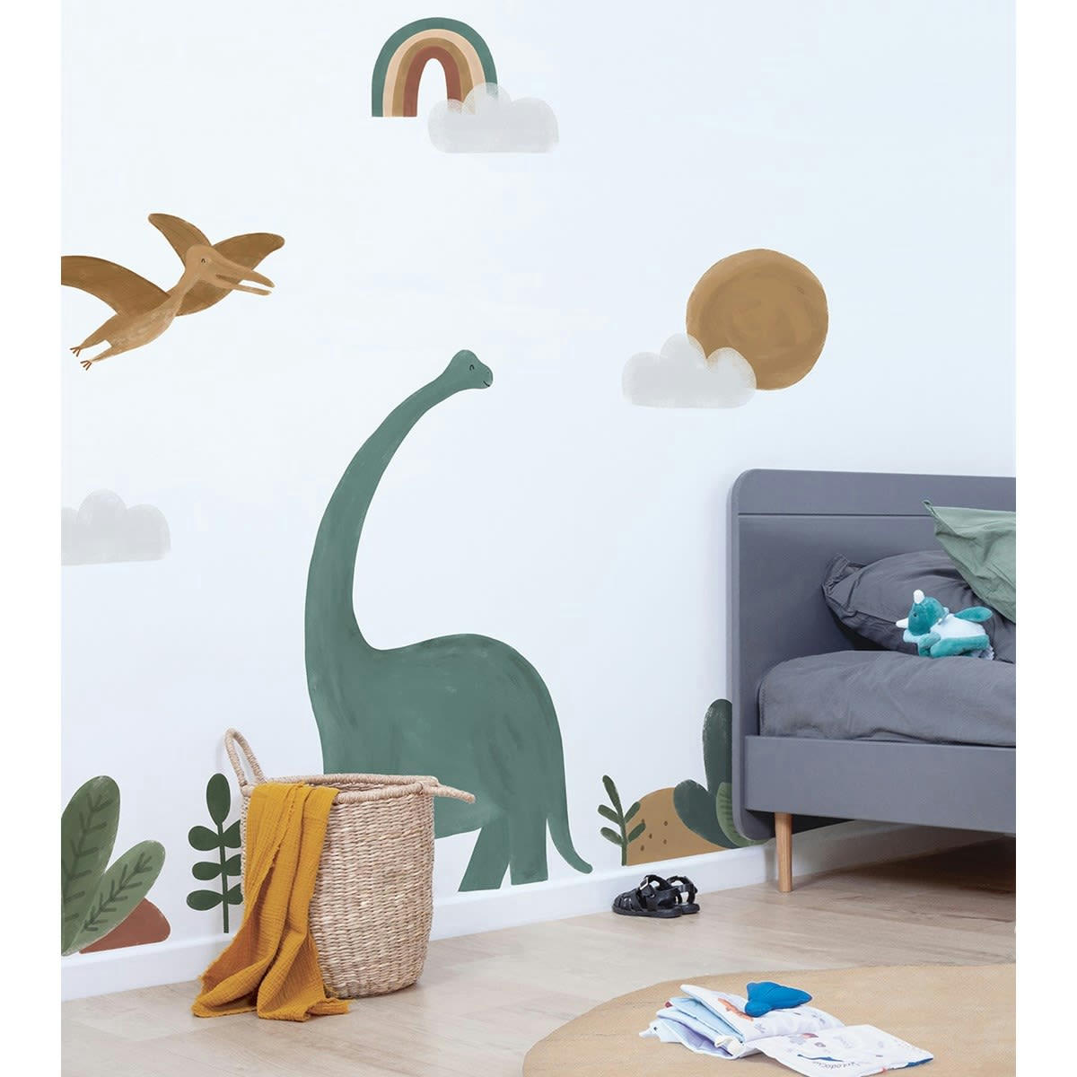 SUNNY - Grand sticker grands dinosaures  en vinyle mat multicolore