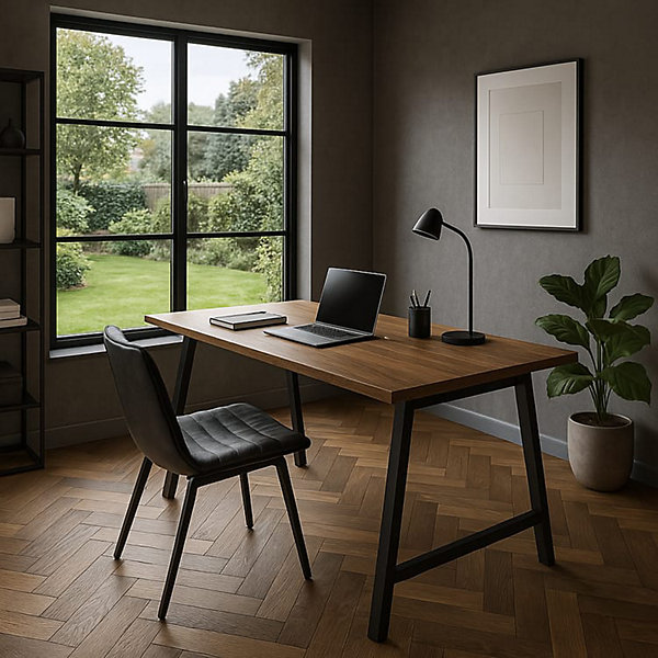 Parquet contrecollé Chêne naturel - Bâton rompu - Huilé - Fumé foncé - 610x122x15mm