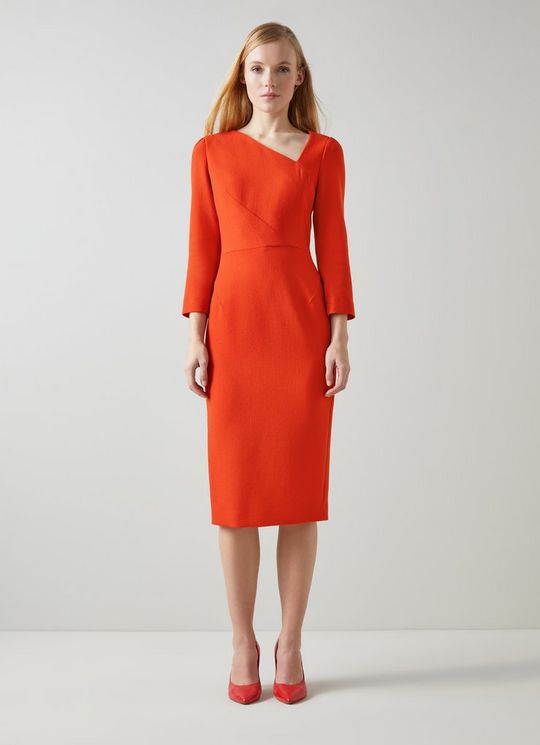 Alexis Orange Wool Crepe Shift Dress