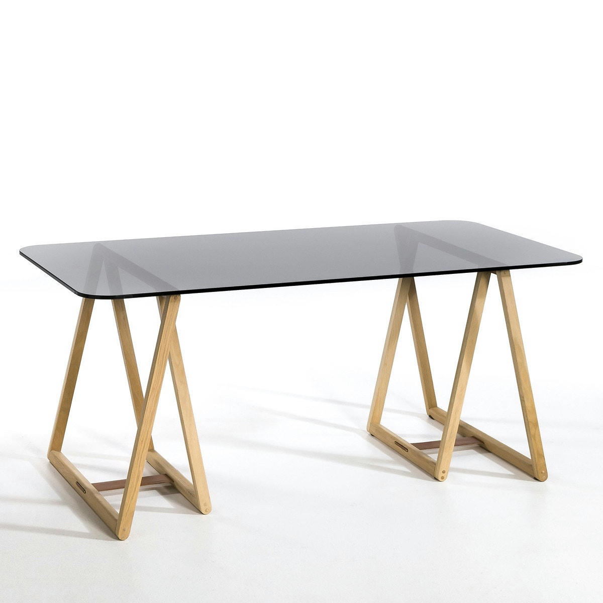 Plateau bureau verre fumé, Gary design E. Gallina