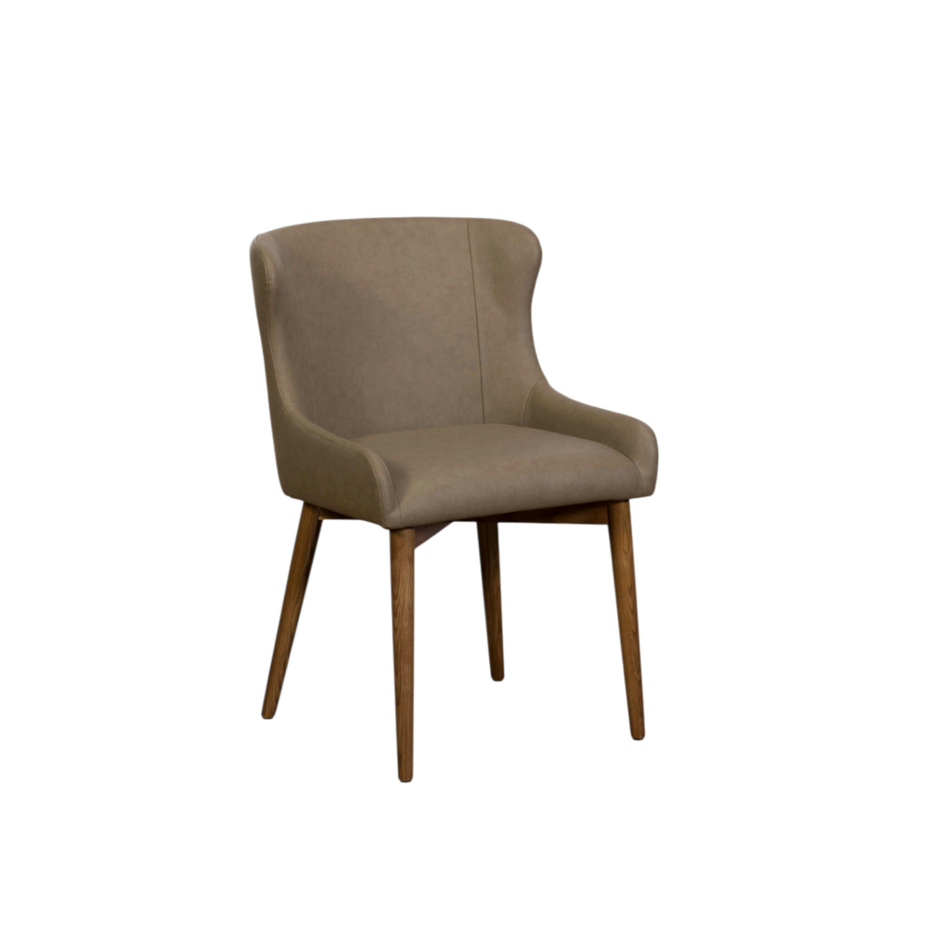 Chaise taupe vintage à dossier enveloppant (x2) LARIO