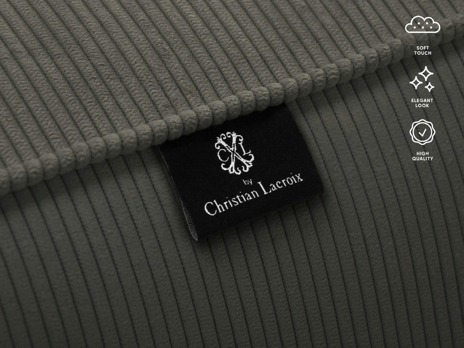 TENDANCE - Canapé Panoramique 5 places en Velours Côtelé Gris Foncé