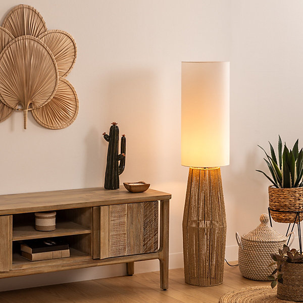 Lampadaire Aissa - papier et métal - blanc - H130 cm - Atmosphera