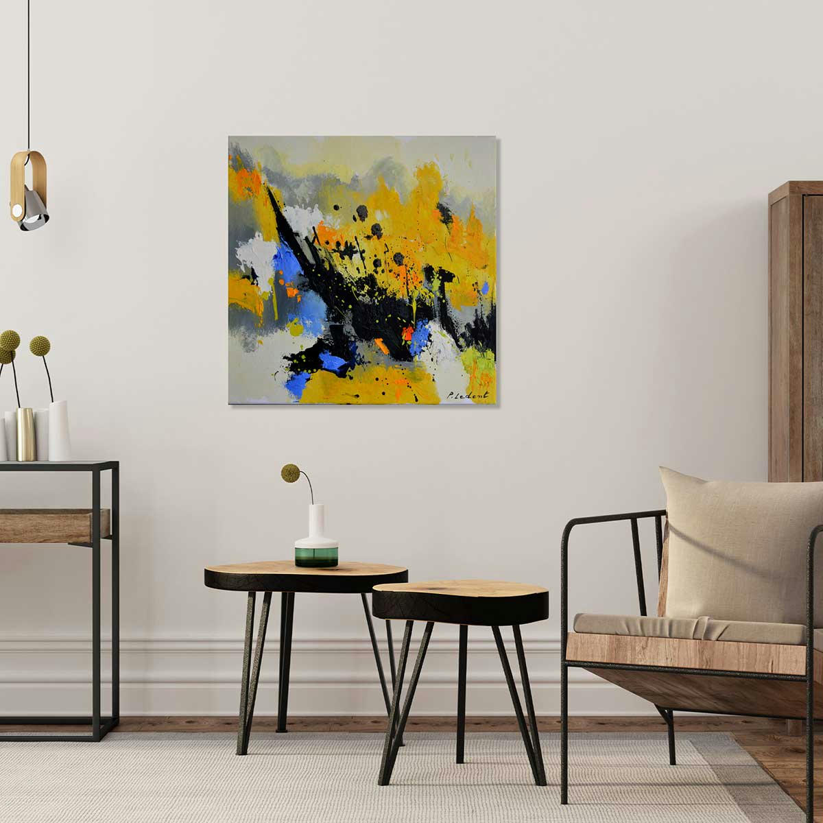 - Tableau abstrait éclaboussure imprimé sur toile 100x100cm