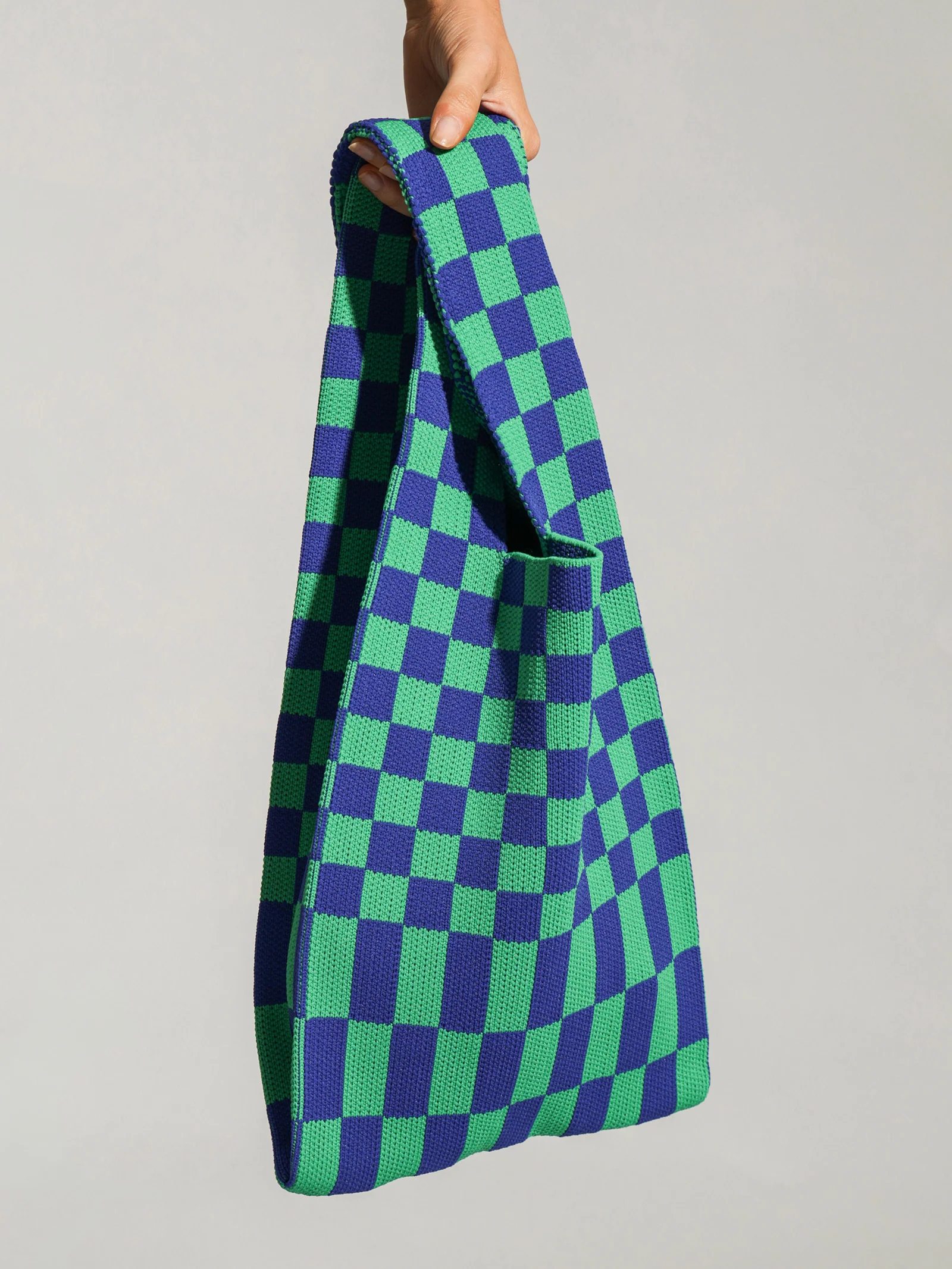 Check Knit Tote Bag