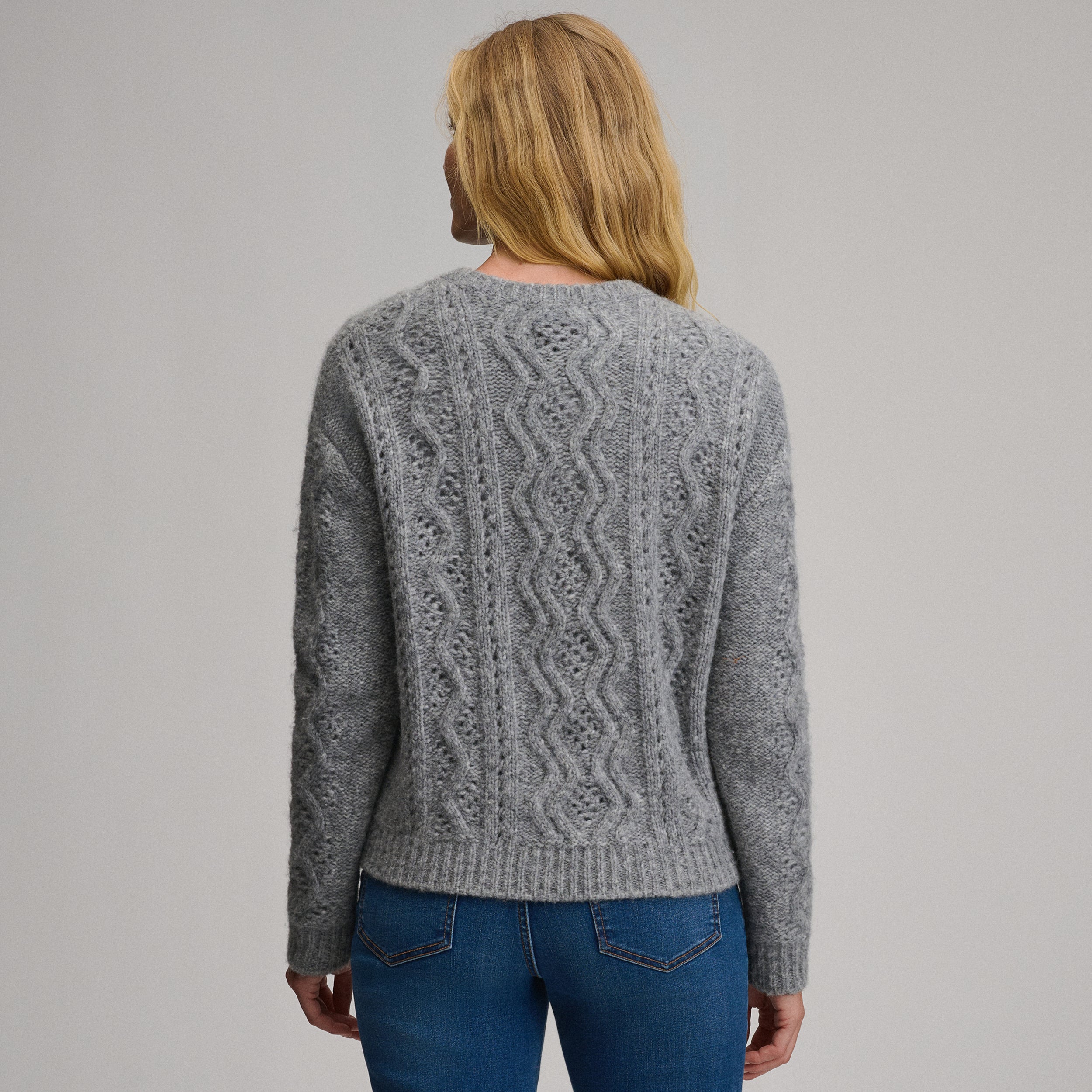 Women's Open Stitch Cable Crew Sweater
