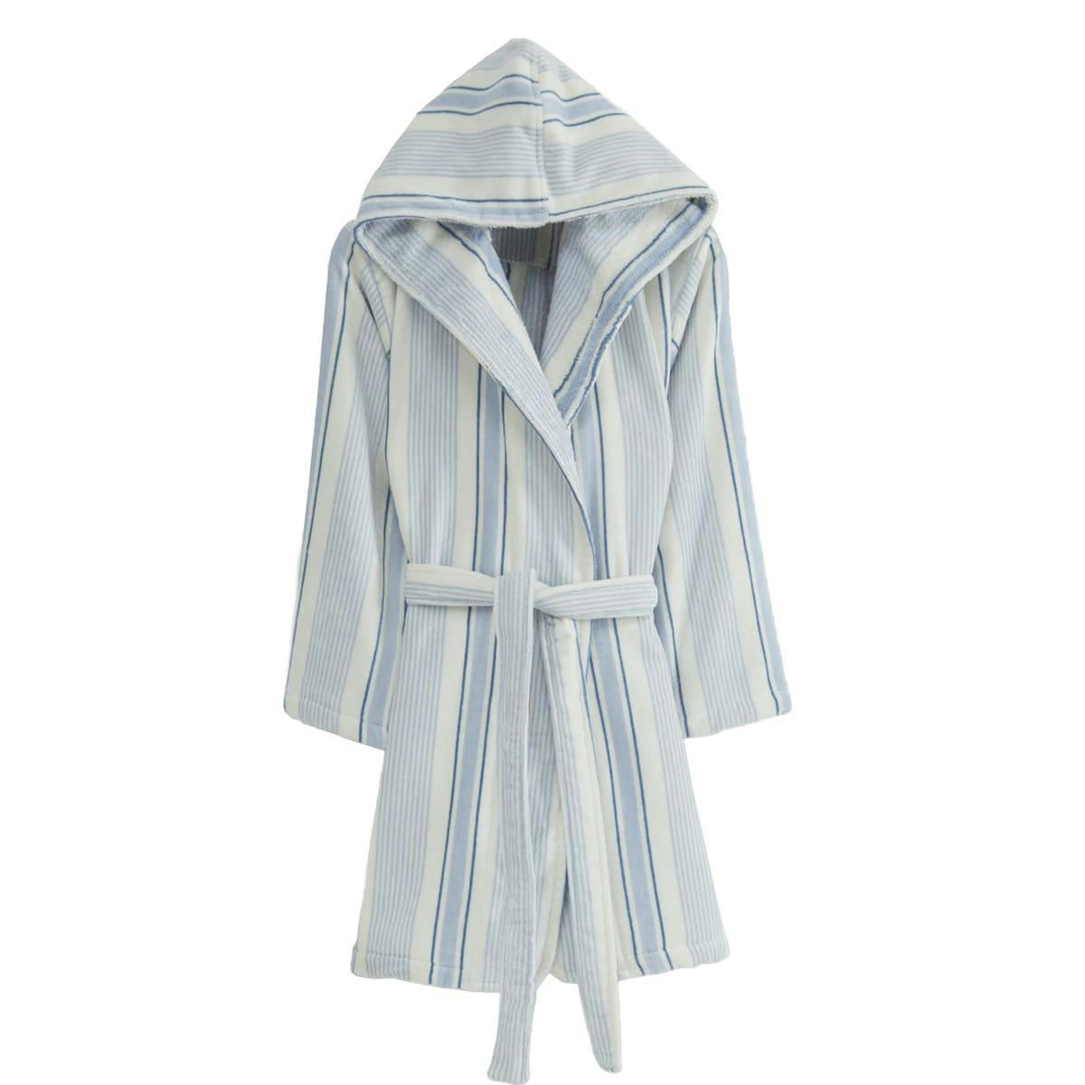 PALAZZIO - Peignoir court à capuche velours  bleu S