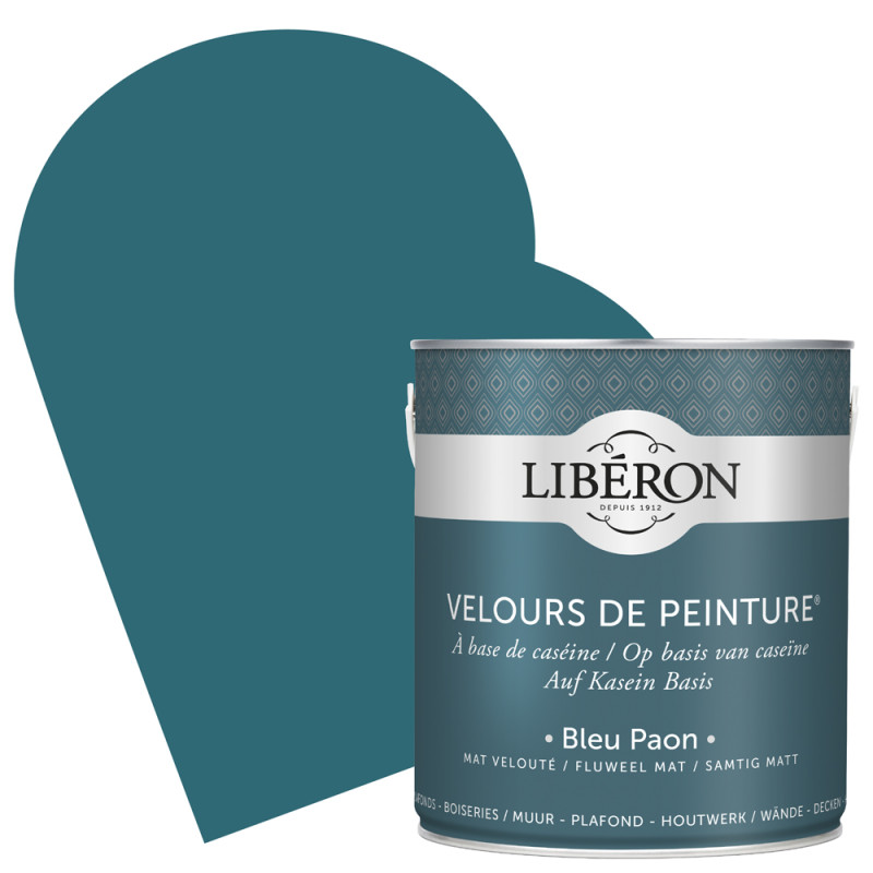 Peinture pour murs Velours de Peinture bleu paon mat 2,5 L LIBERON