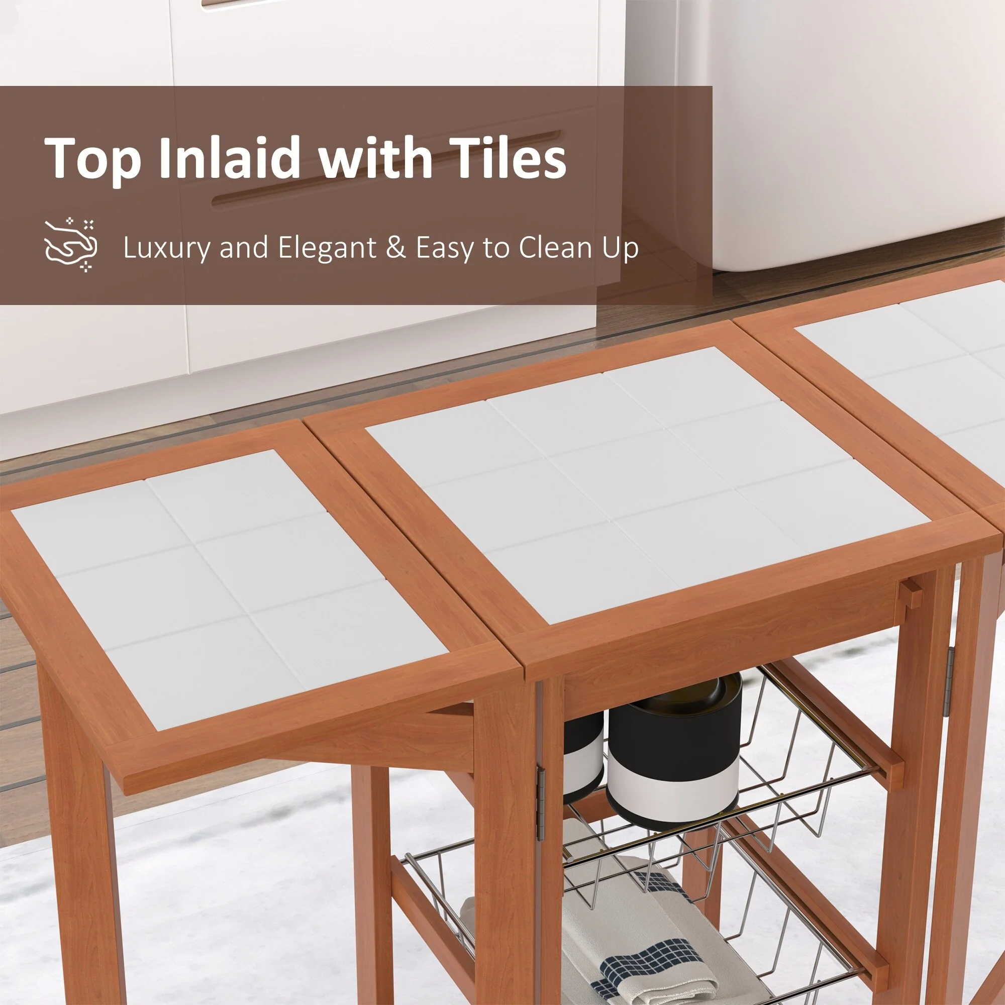 37 Modern Wooden Kitchen Island With Drop Leaf(no include stool)