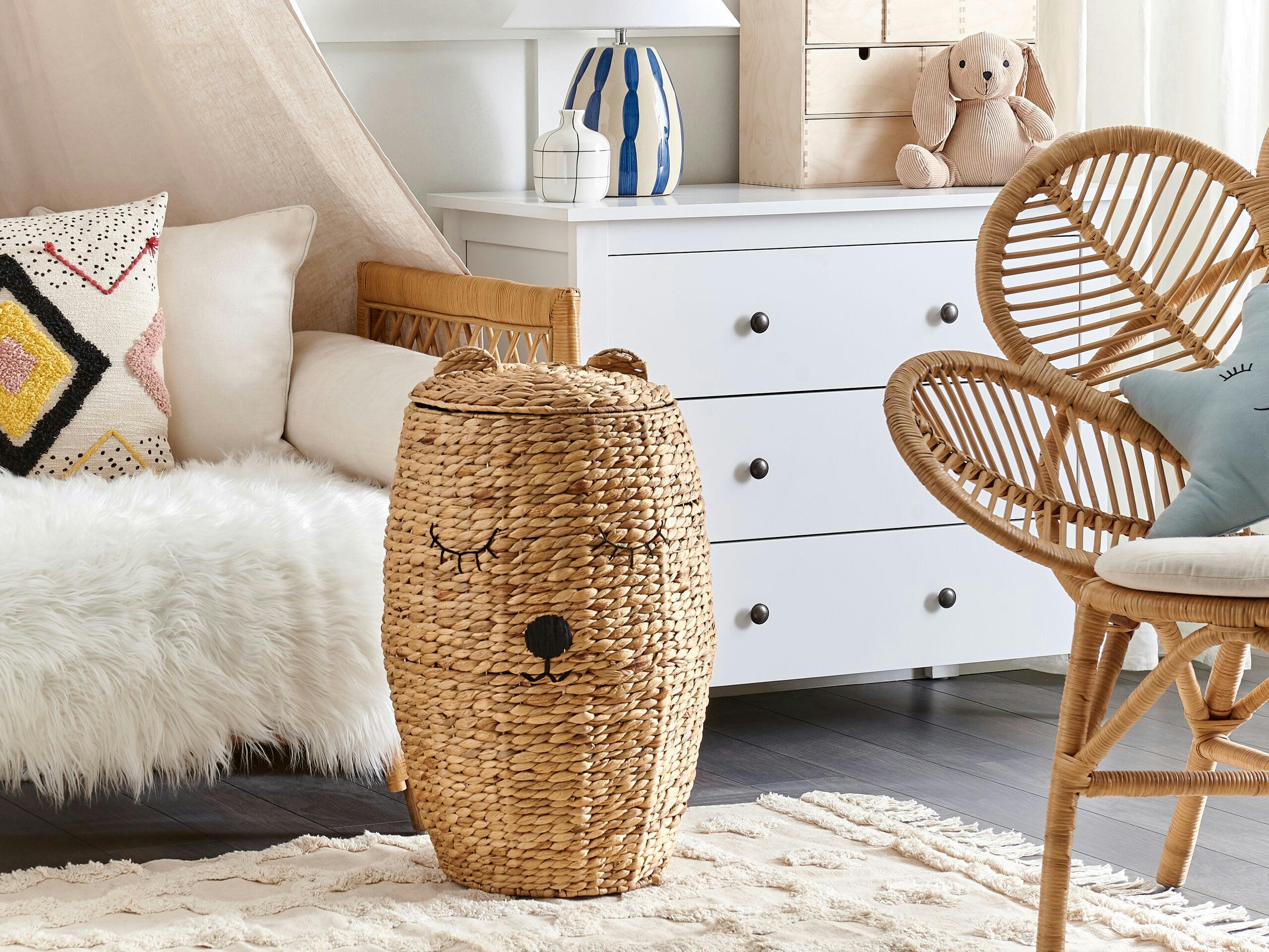 SAMBUR - Panier ours en fibre de jacinthe naturel