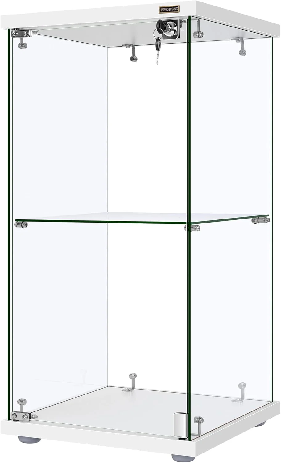 4 Layers 15.7''W x 15.7''D x 62.6''H Glass Display Cabinet Countertop Showcase with Lock, 5mm Tempered Glass 25mm MDF Base(47.2��H x 15.7��W x 15.7��D)
