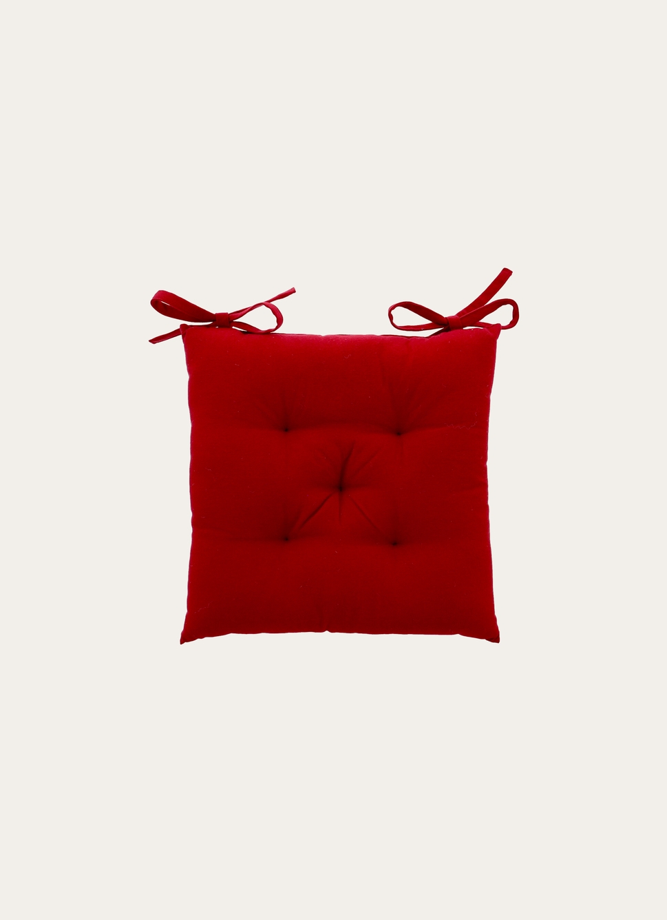 GALETTE DE CHAISE UNIE EN COTON ROUGE CERISE