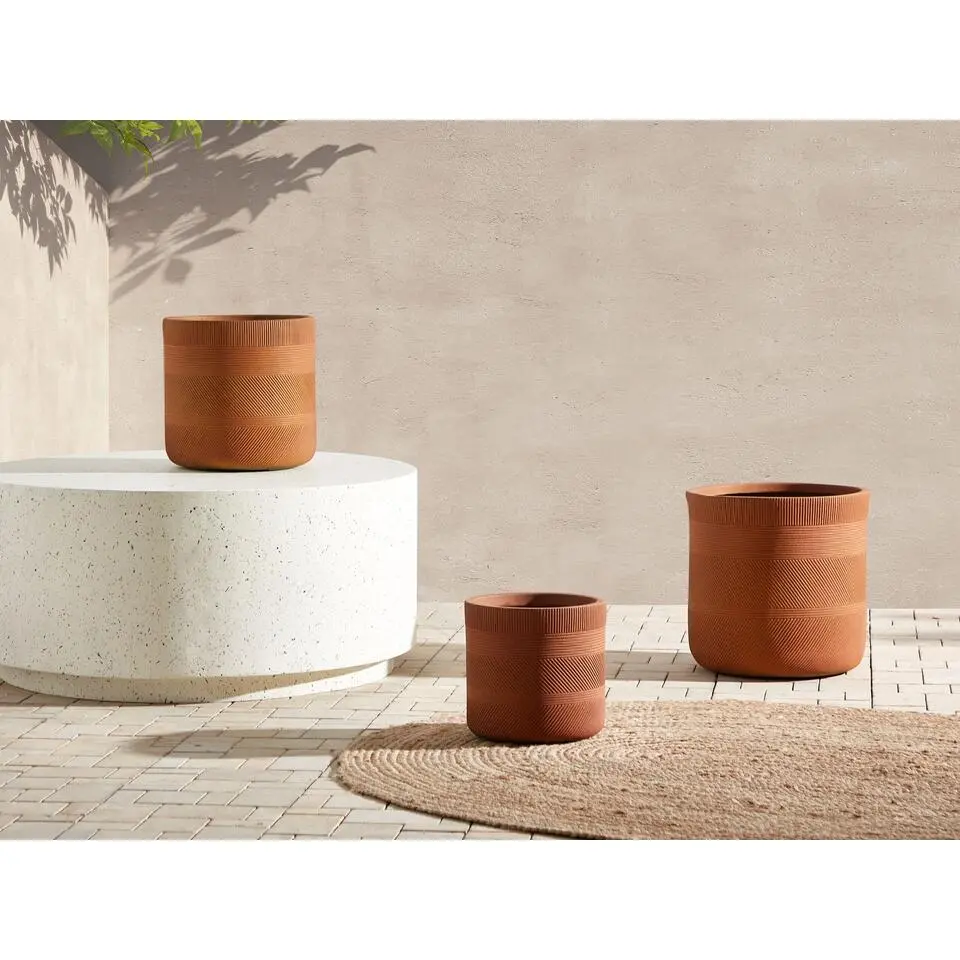 VOULA - Bloempot - 40 cm - Goudbruin - Kleivezels